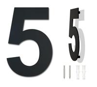 Numero civico moderno spazzolato - 4 pollici, altezza 102 mm, acciaio inossidabile massiccio 304, placcato nero (Número 5 Cinco)
