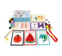Numero Cognitive Bead Game - Juguete de Perlas de Clip de en Madera | con Tarjetas Clip Toys Ayudas de enseñanza Fine Motor de motricidad