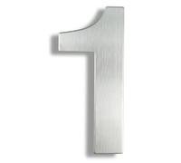 Número De Casa 15/20/25/30cm Stainless Steel House Number Silver Address Sign 0-9 Huisnummer Outdoor Numbers Home Numeros Casa Exterior Big(Silver No.1,15cm)