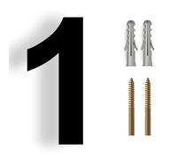 Número De Casa 15/20/25/30cm Stainless Steel House Number Silver Address Sign 0-9 Huisnummer Outdoor Numbers Home Numeros Casa Exterior Big(Black No.1,30cm)