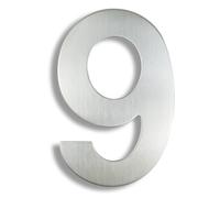 Número De Casa 15/20/25/30cm Stainless Steel House Number Silver Address Sign 0-9 Huisnummer Outdoor Numbers Home Numeros Casa Exterior Big(Silver No.9,25cm)