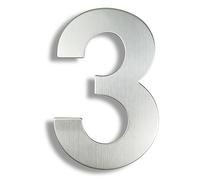 Número de Casa Autoadhesivo Números de puerta apartamento acero inoxidable 304 15/20/30cm, número casa Exterior flotante, hogar al aire libre(No. 3 Silver,30cm)