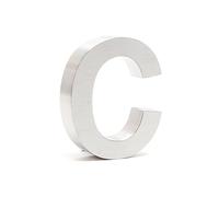 Número de casa "c" 3D Acero inoxidale 15cm Arial Resistente intemperie y corrosión Material montaje