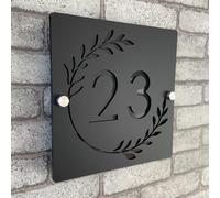 Número de casa de acrílico 3D personalizado moderno para residencia familiar, hotel, exterior, número de casa (negro + negro, 20 x 20 cm)