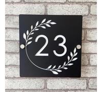 Número de casa de acrílico 3D personalizado moderno para residencia familiar, hotel, exterior, número de casa (negro + blanco, 20 x 20 cm)