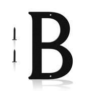 Número de casa de metal moderno negro de 15,2 cm, identificador de dirección transparente, resistente al agua y al óxido, fácil instalación con juego de clavos para aumentar el atractivo de tu casa (B