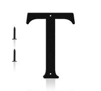 Número de casa de metal moderno negro de 17,8 cm, identificador de dirección transparente, resistente al agua y al óxido, fácil instalación con juego de clavos para aumentar el atractivo de tu casa (T