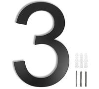 Número de casa exterior, Número de casa de acero inoxidable, Número de casa moderno, altura 20 cm, Antracita, letra Arial, con Tornillos y Anclajes, Número 3