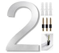 Número de casa extragrande de 8 pulgadas, números de dirección modernos elegantes con kit de uñas para casa, buzón, dirección, número de decoración de buzón, acero inoxidable plateado 304 (2)