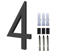 Número de casa flotante para exterior, letrero de dirección de casa moderno de aluminio de 5 pulgadas para patio, calle y buzón, números y letras de dirección, negro, 4