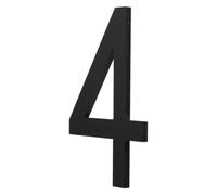 Número de Casa Moderno Adhesivo No. 4 en Acrílico Negro | Diseño 3d Acabado Brillante, Fácil de Pegar y Resistente Intemperie para Uso en Oficinas y Hogares