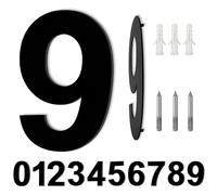 Número De Casa Moderno Cepillado, 20 cm, Número Grande para Casa en Negro, Números Casa Exterior, Placa Flotante de Número de Casa, Hecho De Acero Inoxidable Sólido, Chapado En Negro (Número 9)