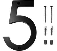 Número de casa moderno cepillado 6 pulgadas para Casa en Negro Placa Flotante de Número de Casa Números de puerta Modernos Números de puerta Modernos Números de Dirección de casa de calle，numero 5