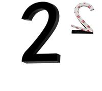 Número de Casa Nr.2,Números Adhesivos Altura de 9.7 cm,Números para Casas Acrílico,Numeros Adhesivos,Numero Casa Exterior,para Exteriores,Buzón,Puerta,Patio,Apartamento,Calle,Negro Mate