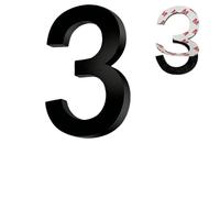 Número de Casa Nr.3,Números Adhesivos Altura de 9,8 cm,Números para Casas Acrílico,Numeros Adhesivos,Numero Casa Exterior,para Exteriores,Buzón,Puerta,Patio,Apartamento,Calle,Negro Mate