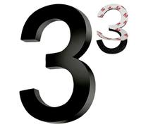 Número de Casa Nr.3,Números Adhesivos Altura de 9,8 cm,Números para Casas Acrílico,Numeros Adhesivos,Numero Casa Exterior,para Exteriores,Buzón,Puerta,Patio,Apartamento,Calle,Negro Mate