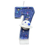 Número De Cumpleaños De Temática Espacial-Decoración De Pastel De Dígitos Azul Con Decoración Del Planeta | Suministros Divertidos Y Creativos Para Fiestas De Cumpleaños, Ideal Para Reuniones