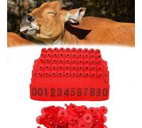 Número de la etiqueta de oído del ganado, Livestock Ear Tags Pack Of 100 Multicolor Multiple Sizes With Number Range 001-500(Red 7.5 * 10cm (2.95 * 3.93in),301-400)