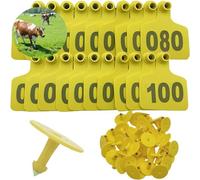 Número de la etiqueta de oído del ganado, Livestock Ear Tags With Numbers 001-500 Multicolor Multiple Sizes Pack Of 100(Yellow 6 * 7.5cm (2.36 * 2.95in),101-200)