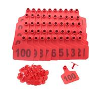 Número de la etiqueta de oído del ganado, Pack of 100 Livestock Ear Tags Multicolor Multiple Sizes Numbered PE Plastic(Red 6 * 7.5cm (2.36 * 2.95in),301-400)