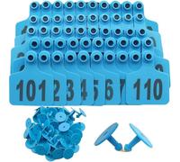 Número de la etiqueta de oído del ganado, Pack of 100 Livestock Ear Tags Multicolor Multiple Sizes Numbered PE Plastic(Blue 6 * 7.5cm (2.36 * 2.95in),201-300)