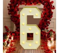 Número de lámpara LED con números iluminados 0 1 2 3 4 5 6 7 8 9 - Luces blancas cálidas, 10 LED, decoración de bodas para cumpleaños, fiestas, bodas, vacaciones, casa y bar, grande, 100 cm (6)