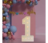 Número de lámpara LED con números iluminados 0 1 2 3 4 5 6 7 8 9 - Luces blancas cálidas, 10 LED, decoración de bodas para cumpleaños, fiestas, bodas, vacaciones, casa y bar, grande, 100 cm (1)