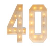 Número de lámpara LED con números iluminados, 40 números, soporte de cumpleaños, LED, luz blanca cálida, números luminosos para graduaciones, bodas, fiestas de cumpleaños