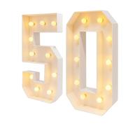 Número de lámpara LED con números iluminados, 50 números, soporte de cumpleaños, LED, luz blanca cálida, números luminosos para graduaciones, bodas, fiestas de cumpleaños