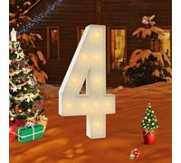 Número de lámpara LED con números iluminados, números 0, 1, 2, 3, 4, 5, 6, 7, 8, 9, número grande con bombillas, 100 cm, luces blancas cálidas, luces decorativas LED para cumpleaños, fiestas