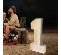 Número de lámpara LED con números iluminados, números 0, 1, 2, 3, 4, 5, 6, 7, 8, 9, número grande con bombillas, 100 cm, luces blancas cálidas, luces decorativas LED para cumpleaños, fiestas