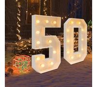 Número de lámpara LED con números iluminados, números 0, 1, 2, 3, 4, 5, 6, 7, 8, 9, número grande con bombillas, 100 cm, luces blancas cálidas, luces decorativas LED para cumpleaños, fiestas