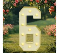 Número de lámpara LED con números iluminados, números 0, 1, 2, 3, 4, 5, 6, 7, 8, 9, número grande con bombillas, 100 cm, luces blancas cálidas, luces decorativas LED para cumpleaños, fiestas