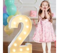 Número De Luz Led Decorativo, Lámpara Cartón Con Números Marquesina Plástico DIY For Cumpleaños, Graduación, Fiesta Boda, Aniversario(Number 2,70cm/2.3ft)