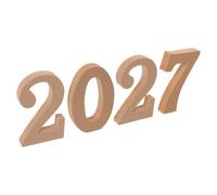 Número de Madera 2027 para Mesa, Decoración Minimalista Estable | Madera Beige Base Ancha y Nivelada, Acabado Mate No Reflectante, Adecuado para Maestros y Eventos