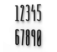 Número de recepción, señal de asiento, Etiqueta de pared autoadhesiva con número de casa, color negro con dígitos blancos y flecha, varios tamaños(9,8 * 2cm)