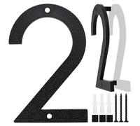 Número Grande para Casa en Negro, 20cm, Placa Flotante de Número de Casa, Número de Calle/Puerta en Plástico ABS Efecto 3D para Oficinas, Buzones, Garajes (Numero 2)