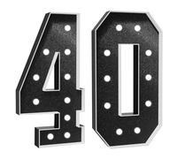 Número Iluminado For Cumpleaños,Números Decorativos Iluminados Con LED,Con Pistola Pegamento Caliente Y Soporte For Decoración Cumpleaños,Festivales,Bodas(Black Number 40,3FT)