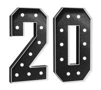 Número Iluminado For Cumpleaños,Números Decorativos Iluminados Con LED,Con Pistola Pegamento Caliente Y Soporte For Decoración Cumpleaños,Festivales,Bodas(Black Number 20,2FT)