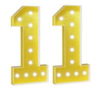 Número Iluminado For Cumpleaños,Números Decorativos Iluminados Con LED,Con Pistola Pegamento Caliente Y Soporte For Decoración Cumpleaños,Festivales,Bodas(Gold Number 11,3FT)