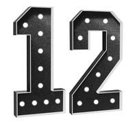 Número Iluminado For Cumpleaños,Números Decorativos Iluminados Con LED,Con Pistola Pegamento Caliente Y Soporte For Decoración Cumpleaños,Festivales,Bodas(Black Number 12,4FT)