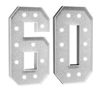 Número Iluminado For Cumpleaños,Números Decorativos Iluminados Con LED,Con Pistola Pegamento Caliente Y Soporte For Decoración Cumpleaños,Festivales,Bodas(White Number 60,3FT)