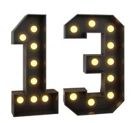 Número Iluminado For Cumpleaños,Números Decorativos Iluminados Con LED,Con Pistola Pegamento Caliente Y Soporte For Decoración Cumpleaños,Festivales,Bodas(Black warm light Number 13,4FT)