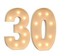 Número Iluminado For Cumpleaños,Números Decorativos Iluminados Con LED,Con Pistola Pegamento Caliente Y Soporte For Decoración Cumpleaños,Festivales,Bodas(Yellow Number 30,2FT)