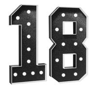 Número Iluminado For Cumpleaños,Números Decorativos Iluminados Con LED,Con Pistola Pegamento Caliente Y Soporte For Decoración Cumpleaños,Festivales,Bodas(Black Number 18,4FT)