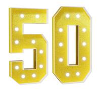 Número Iluminado For Cumpleaños,Números Decorativos Iluminados Con LED,Con Pistola Pegamento Caliente Y Soporte For Decoración Cumpleaños,Festivales,Bodas(Gold Number 50,3FT)
