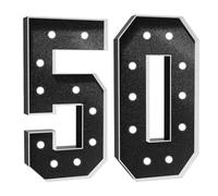 Número Iluminado For Cumpleaños,Números Decorativos Iluminados Con LED,Con Pistola Pegamento Caliente Y Soporte For Decoración Cumpleaños,Festivales,Bodas(Black Number 50,4FT)