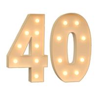 Número Iluminado For Cumpleaños,Números Decorativos Iluminados Con LED,Con Pistola Pegamento Caliente Y Soporte For Decoración Cumpleaños,Festivales,Bodas(Yellow Number 40,4FT)