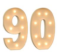 Número Iluminado For Cumpleaños,Números Decorativos Iluminados Con LED,Con Pistola Pegamento Caliente Y Soporte For Decoración Cumpleaños,Festivales,Bodas(Yellow Number 90,4FT)