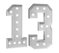 Número Iluminado For Cumpleaños,Números Decorativos Iluminados Con LED,Con Pistola Pegamento Caliente Y Soporte For Decoración Cumpleaños,Festivales,Bodas(White Number 13,3FT)